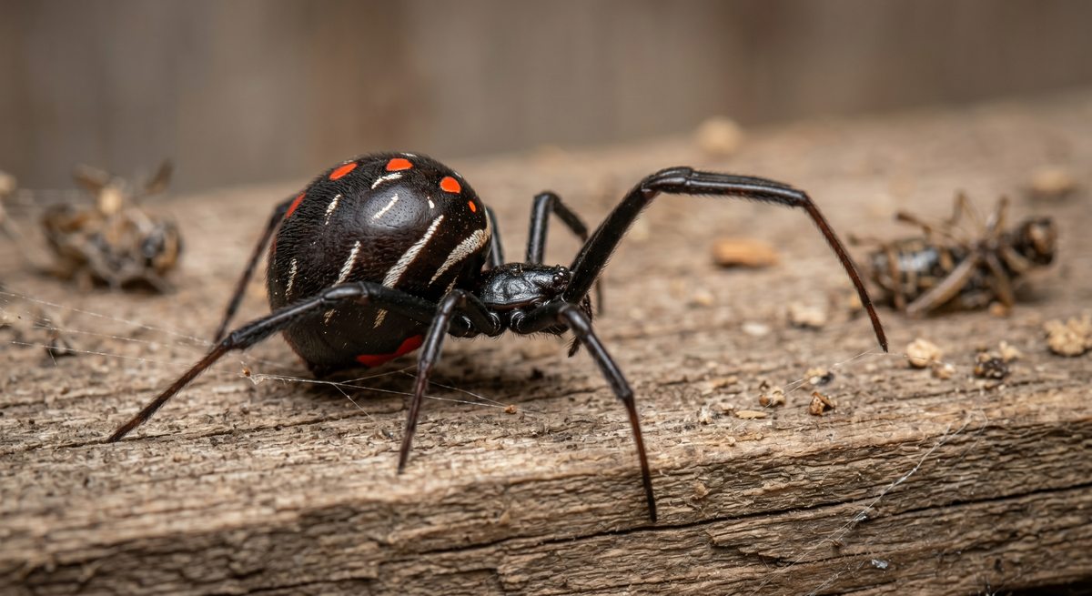 Black widow spider (Latrodectus variolus) - northern black widow found in Ontario